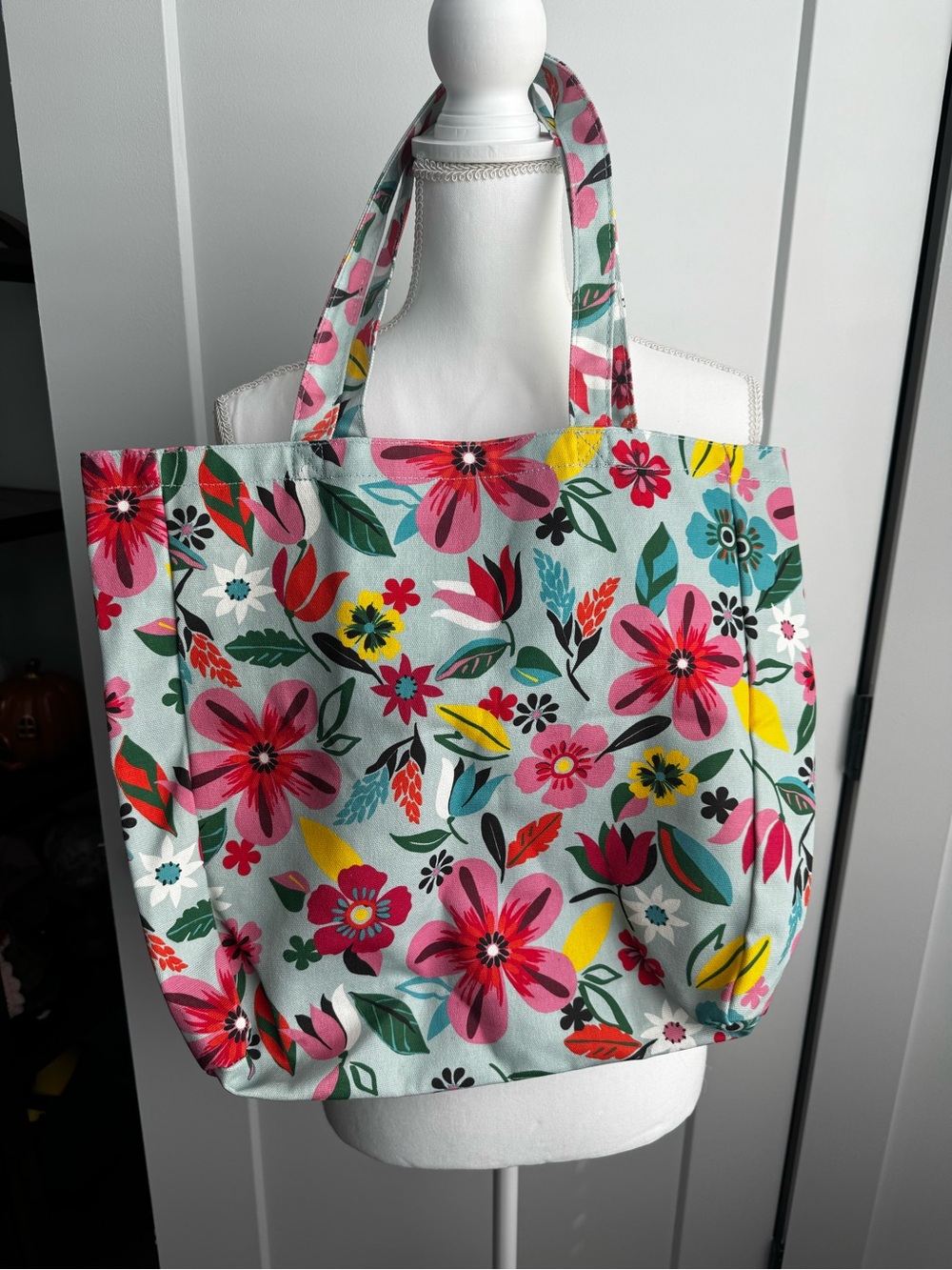 kate spade Floral Print Tote in Light Blue with Multicolor Flowers - Picture 3 of 3